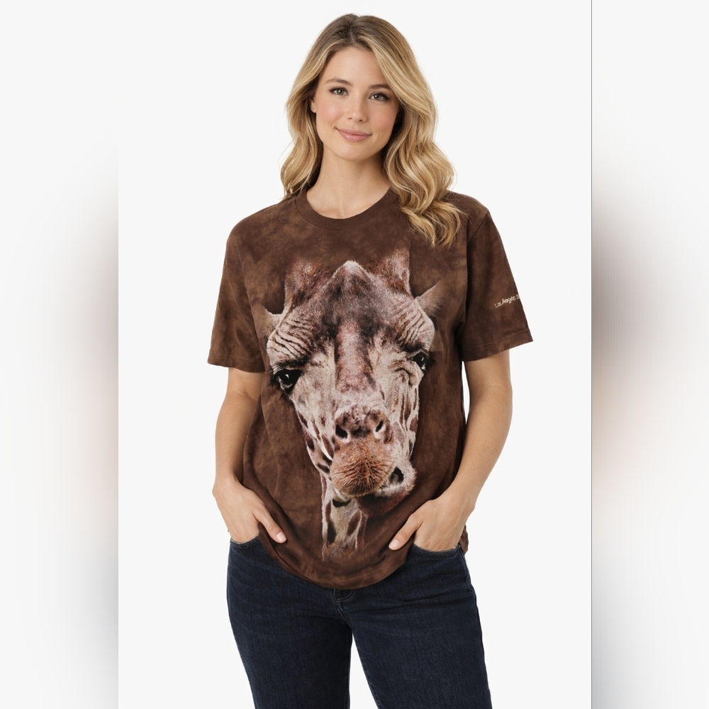 The Mountain Giraffe T Shirt Medium Brown Tie Dye Animal Cotton Med